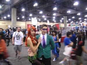 Poison Ivy was the most popular costume at the Con. Here she is again with a Joker wannabe.